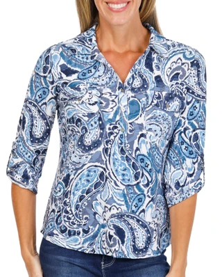 Thumbnail 1: Coral Bay Petite 3/4 Sleeve Print Top 