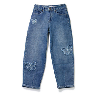 Thumbnail 1: YMI Girls Barrel Leg Butterfly Denim Jeans 