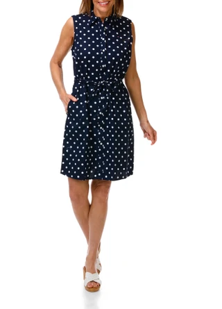 Thumbnail 1: Tommy Hilfiger Women's Sleeveless Button Down Polka Dot Dress 