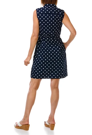 Thumbnail 4: Tommy Hilfiger Women's Sleeveless Button Down Polka Dot Dress 