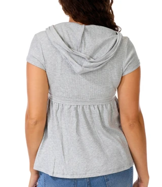 Thumbnail 2: Madden Girl Heather Grey Short-Sleeve Ribbed Babydoll Top 
