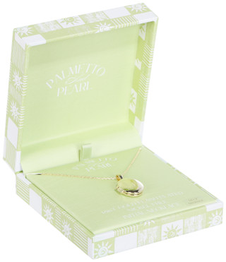 Thumbnail 1: Palmetto & Pearl Gold Plated E Initial Locket Necklace  