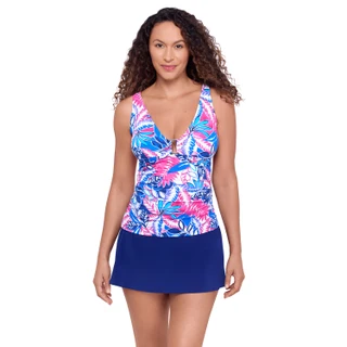 Thumbnail 3: American Beach Ring Front Stripe Tankini Top 