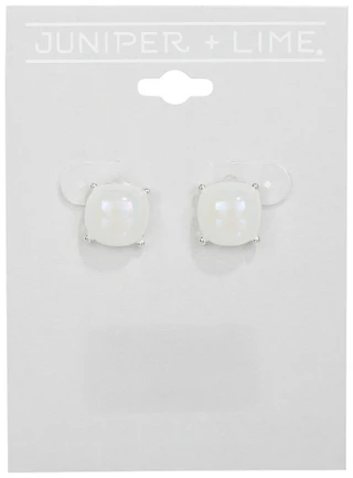 Thumbnail 1: Juniper + Lime Silver Opal Square Stud Earrings 