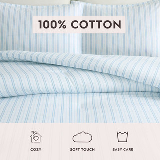Thumbnail 6: Laura Ashley Laura Ashley Dilly Dally Stripe Cotton Comforter Set 