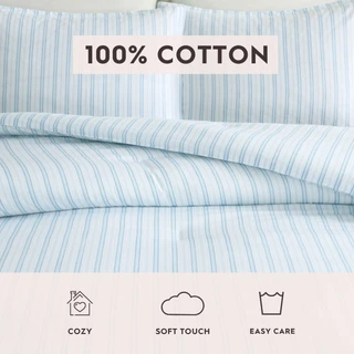 Thumbnail 16: Laura Ashley Laura Ashley Dilly Dally Stripe Cotton Comforter Set 