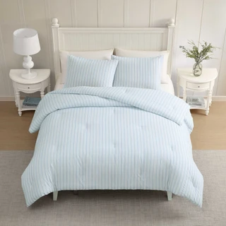 Thumbnail 27: Laura Ashley Laura Ashley Dilly Dally Stripe Cotton Comforter Set 