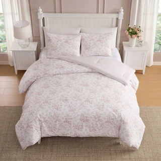 Thumbnail 10: Laura Ashley Laura Ashley Garden Toile Stripe Microfiber Comforter Set 