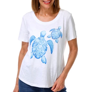 Thumbnail 1: Coral Bay Petite Double Scoop Turtle Bling Top 