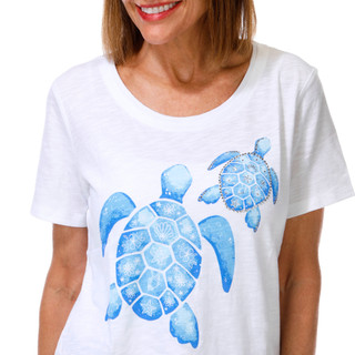 Thumbnail 3: Coral Bay Petite Double Scoop Turtle Bling Top 