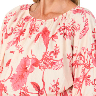 Thumbnail 2: MELLODAY Women's Linen Bubble Hem Elbow Sleeve Top 