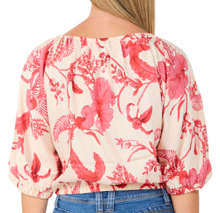 Thumbnail 3: MELLODAY Women's Linen Bubble Hem Elbow Sleeve Top 