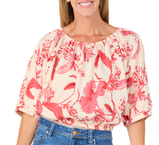 Thumbnail 1: MELLODAY Women's Linen Bubble Hem Elbow Sleeve Top 