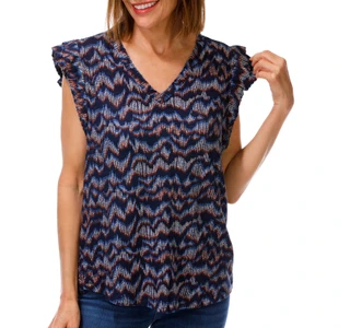 Thumbnail 1: Democracy Women's Double Ruffle V-Neck Top 