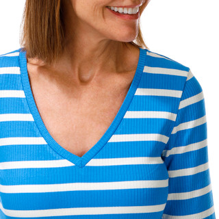 Thumbnail 3: Cyrus Women's Elbow Sleeve Ribbed V-Neck Top 