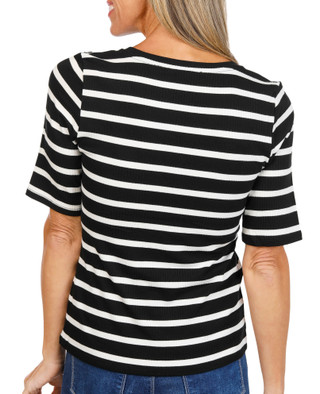 Thumbnail 2: Cyrus Women's Elbow Sleeve Ribbed V-Neck Top 