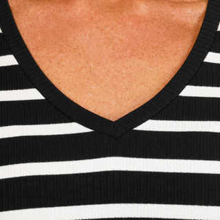 Thumbnail 3: Cyrus Women's Elbow Sleeve Ribbed V-Neck Top 