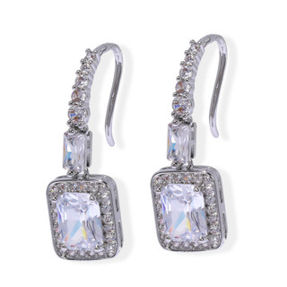 Thumbnail 1: Lumira Women's Cubic Zirconia Baguette Drop Earrings 