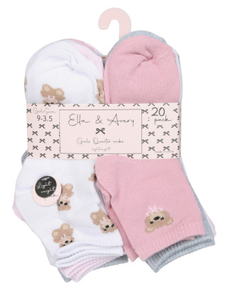 Thumbnail 1: Ella & Avery Girls 20 Pk Lightweight Quarter Socks 