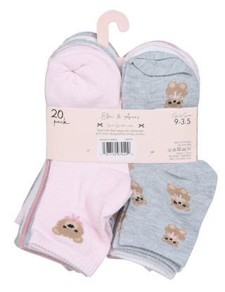 Thumbnail 2: Ella & Avery Girls 20 Pk Lightweight Quarter Socks 