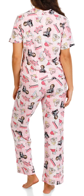 Thumbnail 3: Universal Juniors Chucky Short Sleeve Button Down Pajama Pants Set 