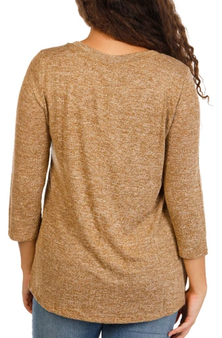Thumbnail 2: Tru Self Women's Halloween Black Cat & Pumpkins Side Button Top 