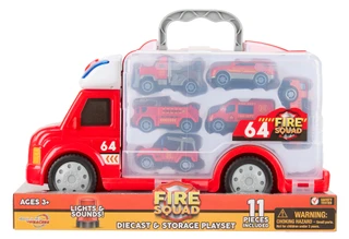 Thumbnail 1: Brooklyn Lollipop 11 Pc Fire Squad Diecast & Storage Playset 