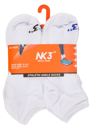 Thumbnail 1: NK3 Men's 20 Pk Athletic Ankle Socks 