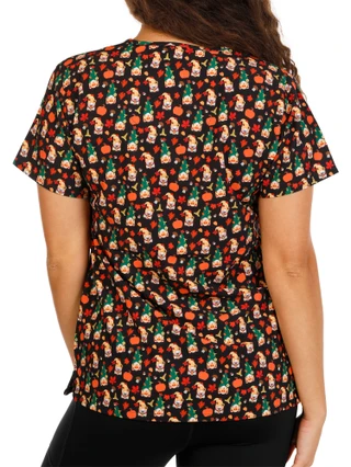 Thumbnail 2: Revel Women's Harvest Bobby 2 Pocket Print Stretch Uniform Top 