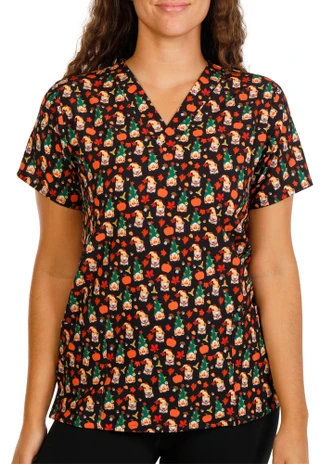 Thumbnail 1: Revel Women's Harvest Bobby 2 Pocket Print Stretch Uniform Top 