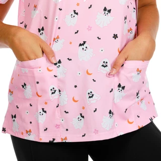 Thumbnail 2: GT Performance Women's Halloween 3 Pocket Print Stretch Uniform Top 