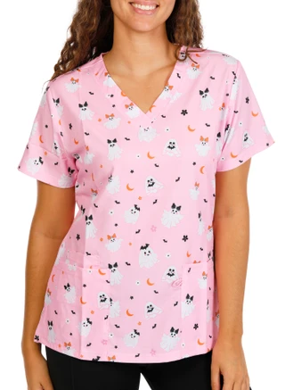 Thumbnail 1: GT Performance Women's Halloween 3 Pocket Print Stretch Uniform Top 