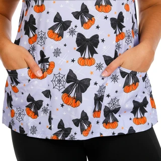Thumbnail 3: GT Performance Women's Halloween Theme 3 Pocket Print Stretch Uniform Top 