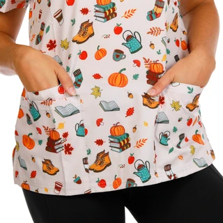 Thumbnail 2: GT Performance Women's Harvest 3 Pocket Print Stretch Uniform Top 