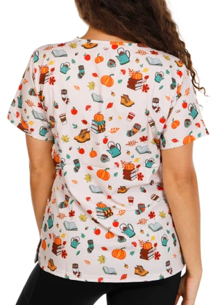 Thumbnail 3: GT Performance Women's Harvest 3 Pocket Print Stretch Uniform Top 