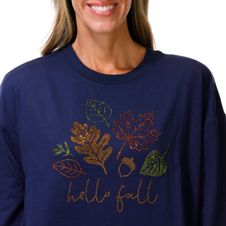 Thumbnail 2: Marled Women's Petite Harvest Rhinestone Hello Fall Sweatshirt 
