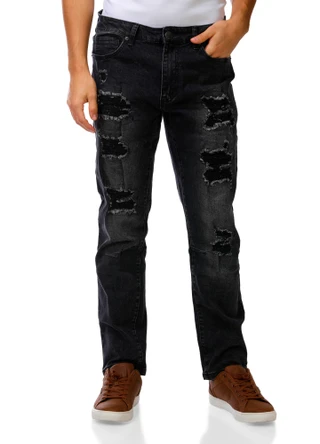 Thumbnail 1: F&R Men's Distressed Skinny Jeans  