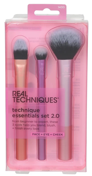 Thumbnail 1: Real Techniques 3 Pc Technique Essentials Makeup Application Brushes 