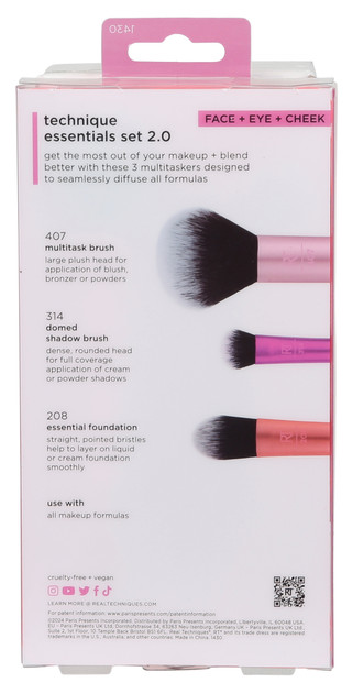 Thumbnail 2: Real Techniques 3 Pc Technique Essentials Makeup Application Brushes 