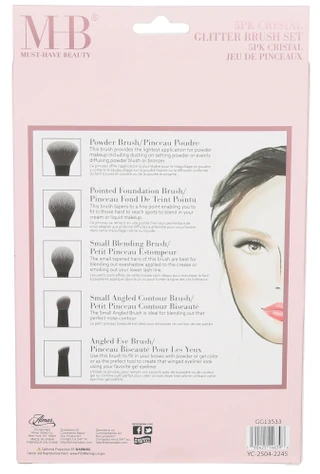 Thumbnail 2: MUST HAVE BEAUTY 5 Pk Crystal Glitter Makeup Brush Set  