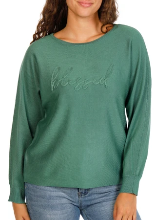 Thumbnail 1: ADRIENNE VITTADINI Women's Soutache Blessed Long Sleeve Sweater 