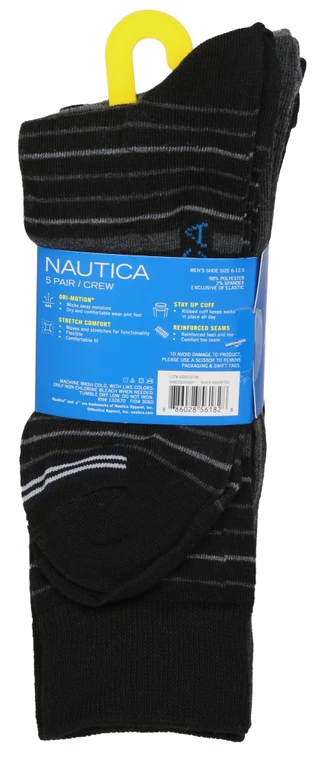 Thumbnail 2: Nautica Men's 5 Pk Crew Socks 