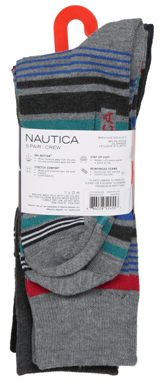 Thumbnail 2: Nautica Men's 5 Pk Crew Socks 