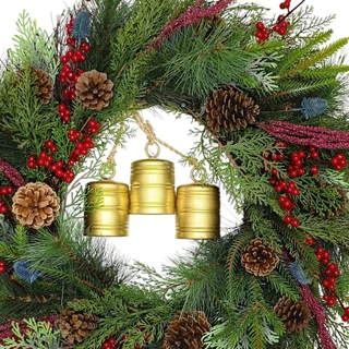 Thumbnail 2: Magical Season 24" Christmas Berry, Pinecone & Bell Pine Spiral Vine Wreath 