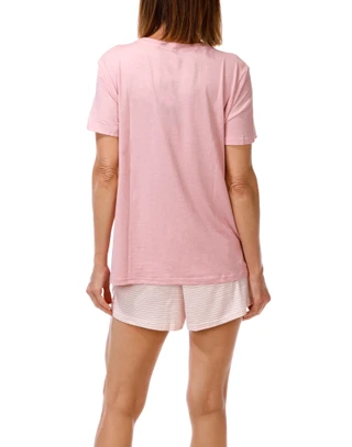 Thumbnail 2: Life is Good Women's 2 Pc Short Sleeve Daisy Stripe Pajama Shorts Set 