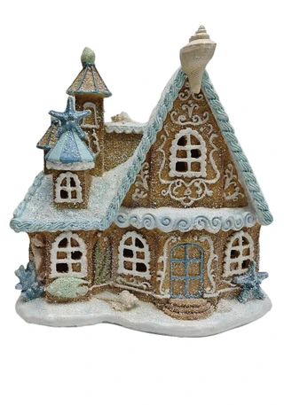 Thumbnail 2: Magical Season 7" LED Coastal Gingerbread House 