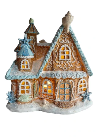 Thumbnail 1: Magical Season 7" LED Coastal Gingerbread House 