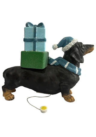 Thumbnail 2: Magical Season 16" LED Dachshund with Blue Present Stack 