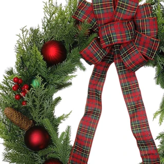 Thumbnail 4: Magical Season 30" LED Bell Cypress Ribbon Wreath 