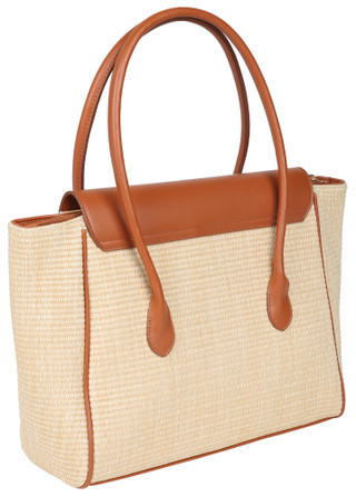 Thumbnail 2: London Fog Julia Top Handle Straw Bag W/ Crossbody Strap 